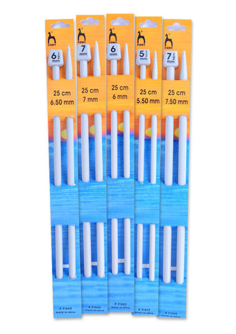 Pony Single Point Knitting Needles (Plastic) - 25cm (Pair)
