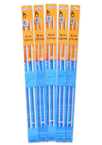 Pony Single Point Knitting Needles (Aluminium) - 30cm (Pair)