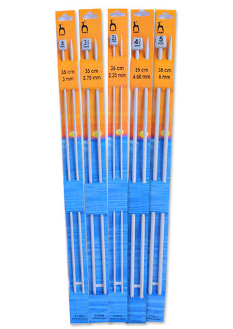 Pony Single Point Knitting Needles (Aluminium) - 35cm (Pair)