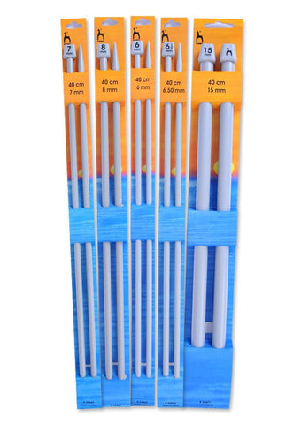 Pony Single Point Knitting Needles (Plastic) - 40cm (Pair)