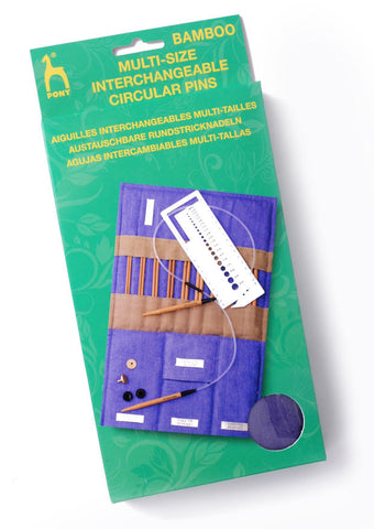 Pony Interchangeable Circular Knitting Needles Set (Bamboo)