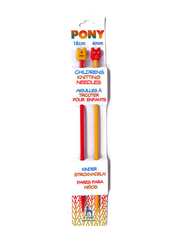 Pony Childrens Plastic Knitting Needles (Pair) - 4.00mm