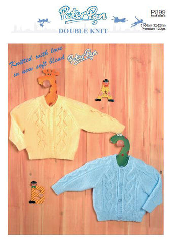 Raglan Cardigans with Lace or Cable Panels in Peter Pan DK (P899) Digital Version