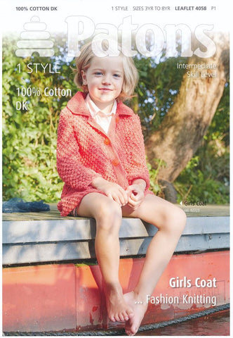 Girls Coat in Patons 100% Cotton DK (4058)