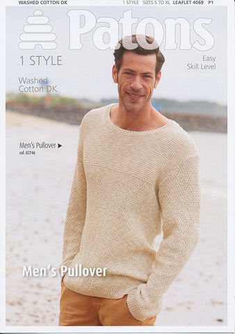 Mens Pullover in Patons Washed Cotton DK (4069)