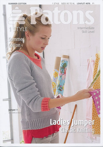 Ladies Jumper in Patons Summer Cotton (4076)