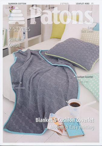 Blanket and Cushion Cover in Patons Summer Cotton (4083)
