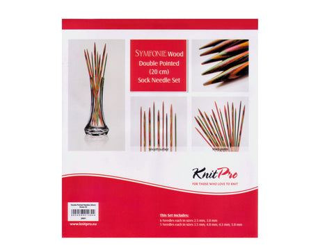 Knit Pro Symfonie Wood Double Point Sock Knitting Needle Set - 20.00cm (Set of 6)