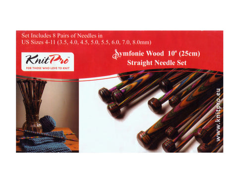 Knit Pro Symfonie Wood Single Point Knitting Needle Set - 25cm (Set of 8 Pairs)