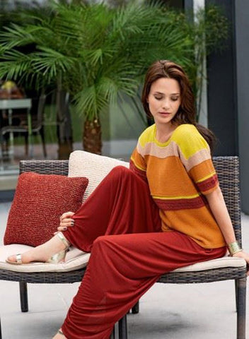 Short Sleeve Sweater with Openwork Detail in Bergere de France (704.22)