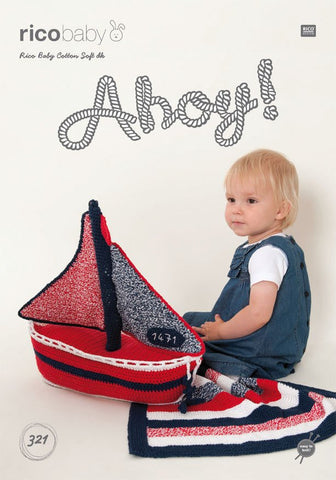 Sailing Boat and Stripey Blanket in Rico Design Baby Cotton Soft DK (321)