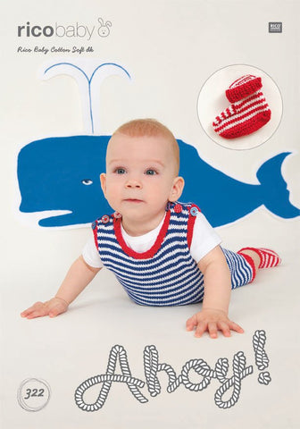 Dungarees and Striped Booties in Rico Design Baby Cotton Soft DK (322)