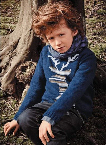 Sweater with Jacquard Stag Design in Bergere de France Ideal (705.03)