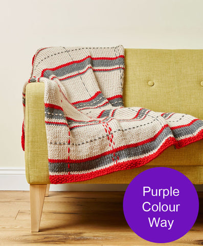 Deramores Studio Chunky Tartan Throw and Cushion Colour Pack – Purple
