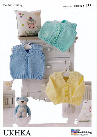 Cardigan, Waistcoat and Slipover in DK (UKHKA133)