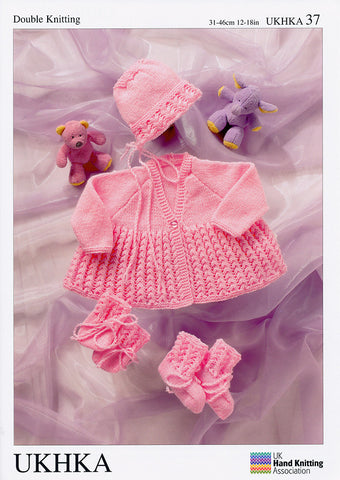 Matinee Coat, Bonnet, Bootees and Mittens in DK (UKHKA37)