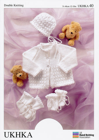 Cardigan, Hat, Mittens and Bootees in DK (UKHKA40)